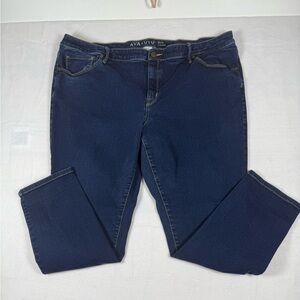 Ava & Viv High Rise Skinny Stretch Straight Leg Dark Denim Jeans Size 22